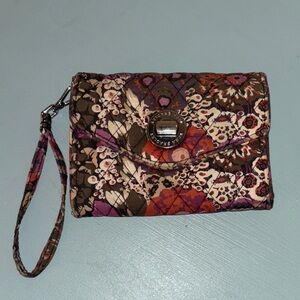 VERA BRADLEY  Rosewood Wallet Wristlet Floral Purple Brown EUC